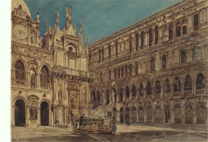 Alt Rudolph von; Interior Square of the Doge's Palace - Venice , 1867