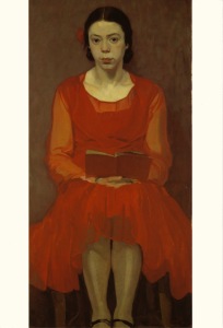 Andri Ferdinand; Mädchen in rotem Kleid, 1917