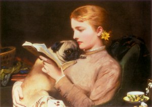 Barber Charles Burton; Blond and Brunette (reading girl with pug) , 1879