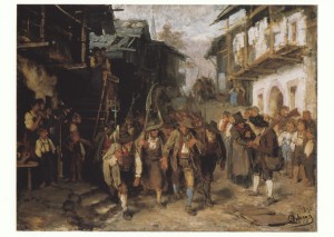 Defregger Franz von; Das letzte Aufgebot (Skizze) , 1872