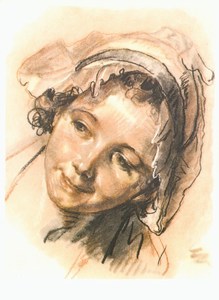 Greuze Jean Baptiste; Studienkopf eines Mädchens