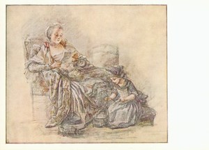 Guérin Francois; Lesende Dame mit Kind