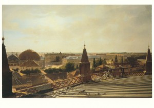 Gaertner Eduard; Blick vom Dach der Friedrichswerderschen Kirche auf das Friedrichsforum in Berlin , 1835