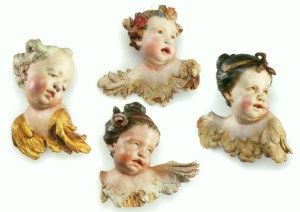 Günther Ignaz; Vier geflügelte Puttenköpfchen , ca. 1760/1770