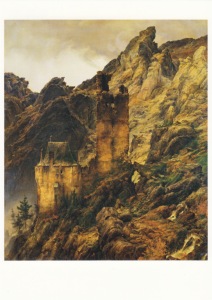 Lessing Carl Friedrich; Felsenlandschaft: Schlucht mit Ruinen , 1830