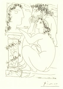 Picasso Pablo; Bildhauer und Modell bewundern Büste , 1933