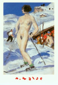 Walde Alfons; Nude in front of an Alp Hut