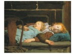 Anker Albert; Zwei schlafende Mädchen auf der Ofenbank , 1895