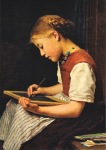 Anker Albert; Schulmädchen bei den Hausaufgaben , 1879