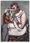 Beckmann Max; Frau in weissem Hemd (lesend) , 1947