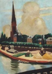 Beckmann Max; Mainufer und Kirche , 1925