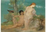 Böcklin Arnold; Mädchen und Jüngling beim Blumenpflücken , 1866