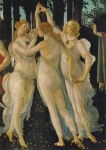 Botticelli Sandro; La Primavera (Der Frühling) - Ausschnitt : Die drei Grazien , um 1477/78