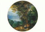 Brueghel Jan der Ältere - Breugel; Landschaft mit Ruhe auf der Flucht , 1600