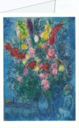 Chagall Marc; The Lovers' Bouquet on Blue Backdrop , 1965