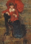 Ensor James; Dame mit rotem Sonnenschirm , 1880