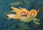 Giotto di Bondone; Two Floating Angels (Detail: Noli me tangere) , around 1320