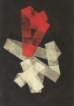 Glöckner Hermann; Gefaltete Streifen in Rot und Weiss auf Schwarz , 1933