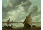 Goyen Jan van; Fischerboote in einer Flussmündung , 1655