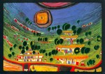 Hundertwasser Friedensreich; Die Häuser hängen an der Unterseite der Wiesen