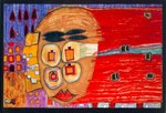 Hundertwasser Friedensreich; Fliegendes Erdgesicht - Kopf in Flammen - 1998