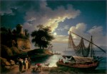 Hackert Jacob Philipp; Italienischer Hafen bei Mondschein , 1773