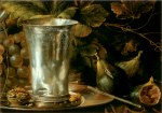 Heem Jan Davidszoon de; Früchtestillleben mit Steingutkrug u. Silberbecher