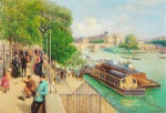 Hörmann Theodor von; Am Quai an der Seine mit Blick auf die Ile de la Cité , um 1888