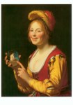 Honthorst Gerard van (eigentlich Gerrit van); Junges Mädchen mit einem obszönen Bild , 1625