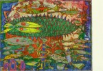 Hundertwasser Friedensreich; Fressende Fische und Radfahrer