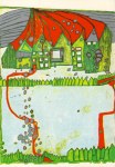 Hundertwasser Friedensreich; Häuser im Schnee und Silberregen