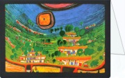 Hundertwasser Friedensreich; Die Häuser hängen an der Unterseite der Wiesen , 1971