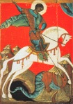 Icon Russian; St.George and the Dragon , end of 14th Cent.