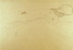 Klimt Gustav; Liegendes nacktes Mädchen mit Halskrause - 1905/06