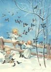 Kager Erica von; Three Angels and Birds making Music