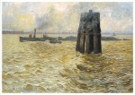 Kalckreuth Leopold von; Dückdalben im Hamburger Hafen , 1894