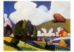Kandinsky Wassily; Landschaft bei Murnau mit Lokomotive , 1909