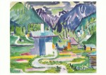 Kirchner Ernst Ludwig; Häuser in Islen, mit Blick auf die Kirch in Frauenkirch , 1926