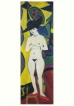 Kirchner Ernst Ludwig; Stehender Akt mit Hut , 1910/20