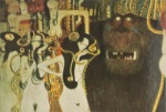 Klimt Gustav; Beethovenfries - Ausschnitt : Die drei Gorgonen, Typhe, darüber Krankheit, Wahnsinn und Tod , 1901-02