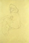 Klimt Gustav; Sitzender Akt m.langem Haar u.schleierartig.Gewand