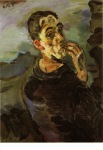 Kokoschka Oskar; Selbstbildnis, eine Hand ans Gesicht gelegt
