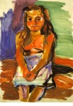 Kokoschka Oskar; Sitzendes Mädchen , 1921