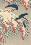 Koson Ohara; Flycatchers on a Nandina Bush , c. 1925-1936