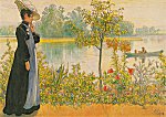 Larsson Carl; Spätsommer, Karin am Ufer , 1908