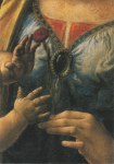 Leonardo da Vinci; Maria mit dem Kinde - mit der Nelke (Ausschnitt) , um 1473