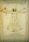 Leonardo da Vinci; The Vitruvian Man - Proportionsschema der menschlichen Gestalt , ca.1492