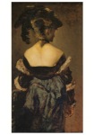 Makart Hans; Dame mit Federhut , ca. 1875