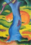 Marc Franz; Katze hinter einem Baum , 1910/11