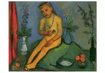 Modersohn-Becker Paula; Mädchenakt mit Blumenvasen , um 1907